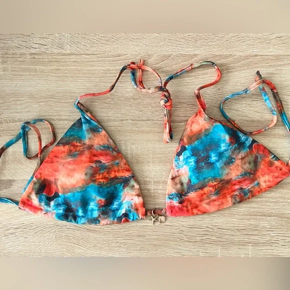 Multicolor Halter Side Tie Thong Bikini Set - Picture 2 of 9